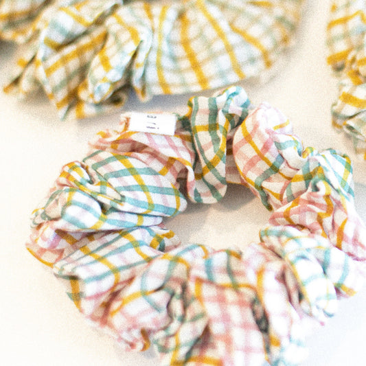 BLUSH RETRO CHECK - SCRUNCHIES